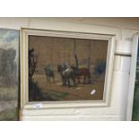20th Century school study of horses, oil on board, framed