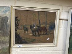 20th Century school study of horses, oil on board, framed