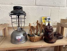 A tilley lamp, novelty wine miniatures and other items