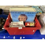 Box of various assorted records, DVD's etc