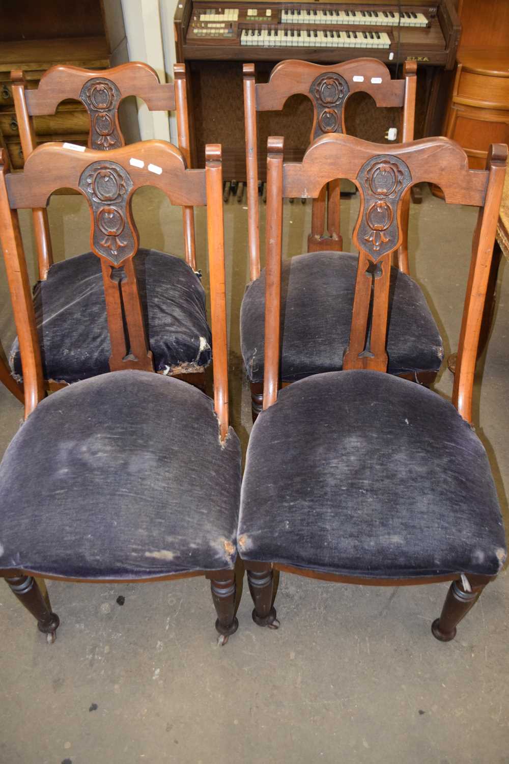 Set of four late Victorian dining chairs - Image 2 of 2