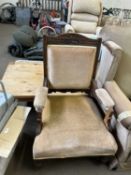 Late Victorian mushroom upholstered armchair