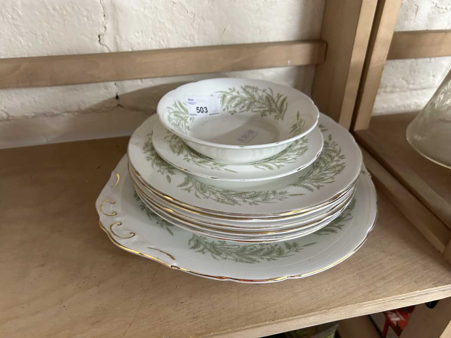 Quantity of Royal Standard Whispering Grass tea wares including a cake plate