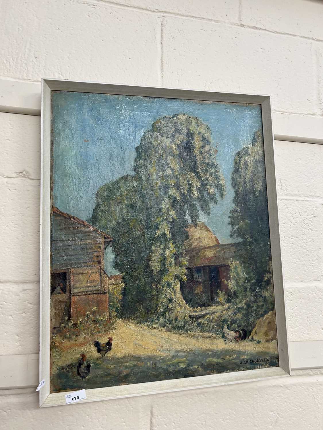 J A R Crossley, study of a farmyard scene, oil on canvas