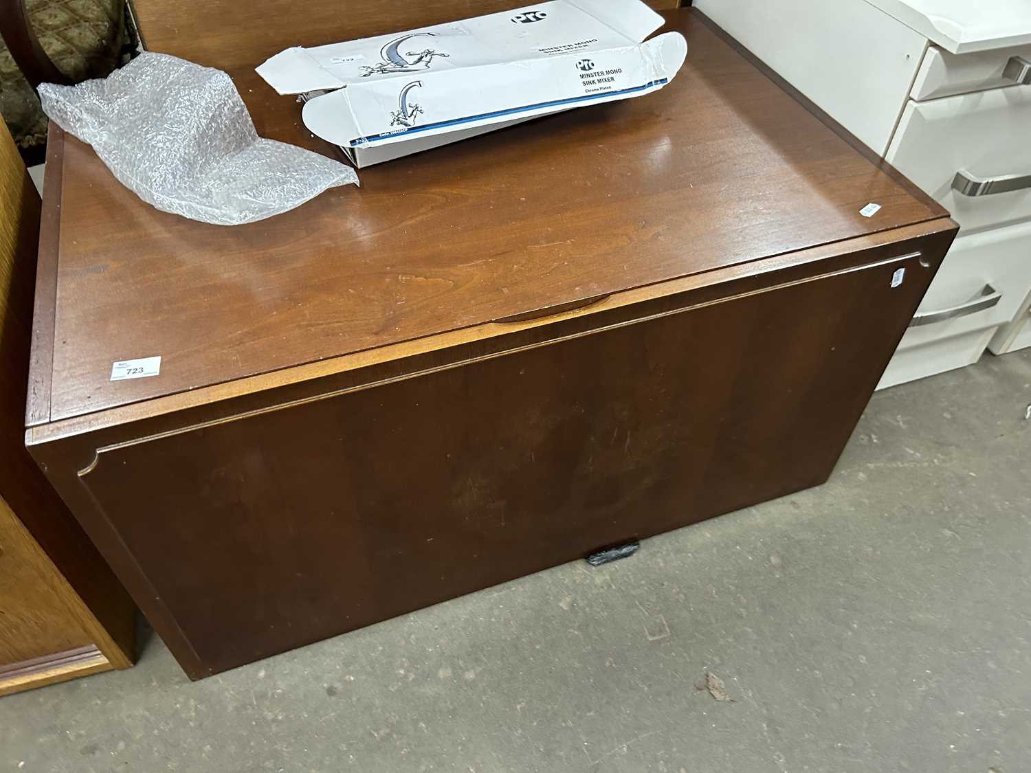 Mahogany veneered single door cabinet