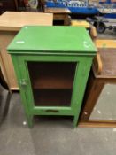 Green painted glass fronted cabinet