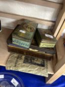 Two Players Cut cigarette tins and a vintage first aid box