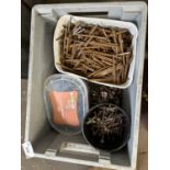 Box of various assorted nails and other items