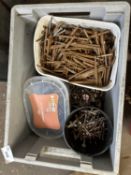 Box of various assorted nails and other items