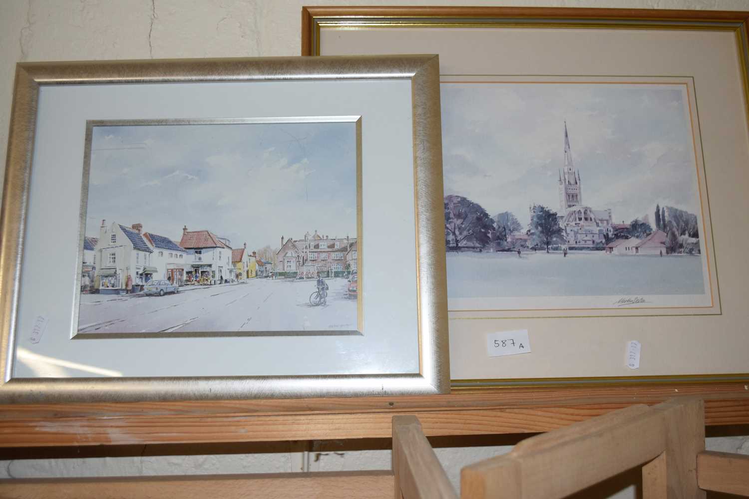 Two reproduction prints of local scenes