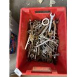 Box of various assorted spanners