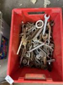 Box of various assorted spanners