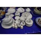 Large quantity of German dinner wares in white with black trim