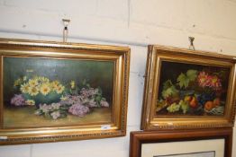 A pair of still lifes by I Randal, oil on canvas in gilt frames