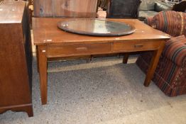 20th Century hardwood two drawer table, 150cm wide