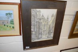 ALAN STUTTLE, STUDY OF A CATHEDRAL, F/G, 57CM HIGH