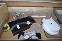 Mixed Lot: A ring sizer and finger sizer, glass ware, a ladies Rotary wristwatch etc