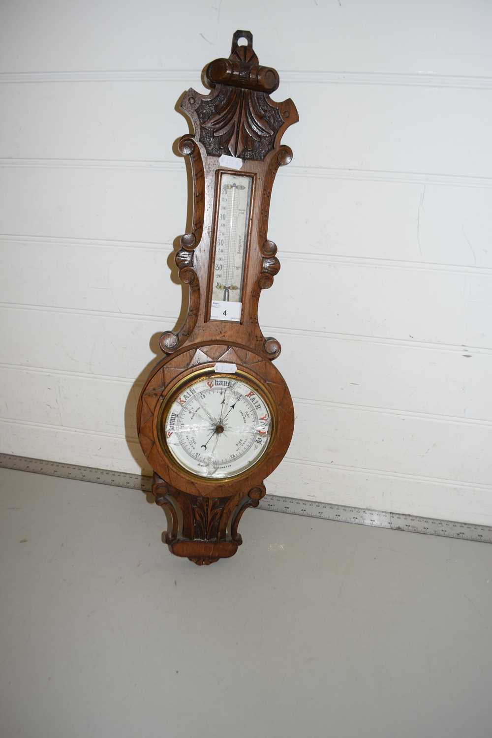 A oak cased wall mounted barometer (a/f)
