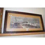 The Old Breakwater, reproduction print, framed and glazed