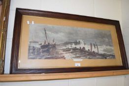 The Old Breakwater, reproduction print, framed and glazed