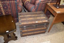 Canvas and wooden bound trunk