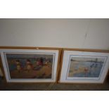 Reproduction print Philip Wilsonstear of Walberswick, children paddling and another similar