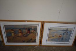 Reproduction print Philip Wilsonstear of Walberswick, children paddling and another similar