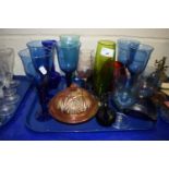 Mixed lot of coloured glass ware