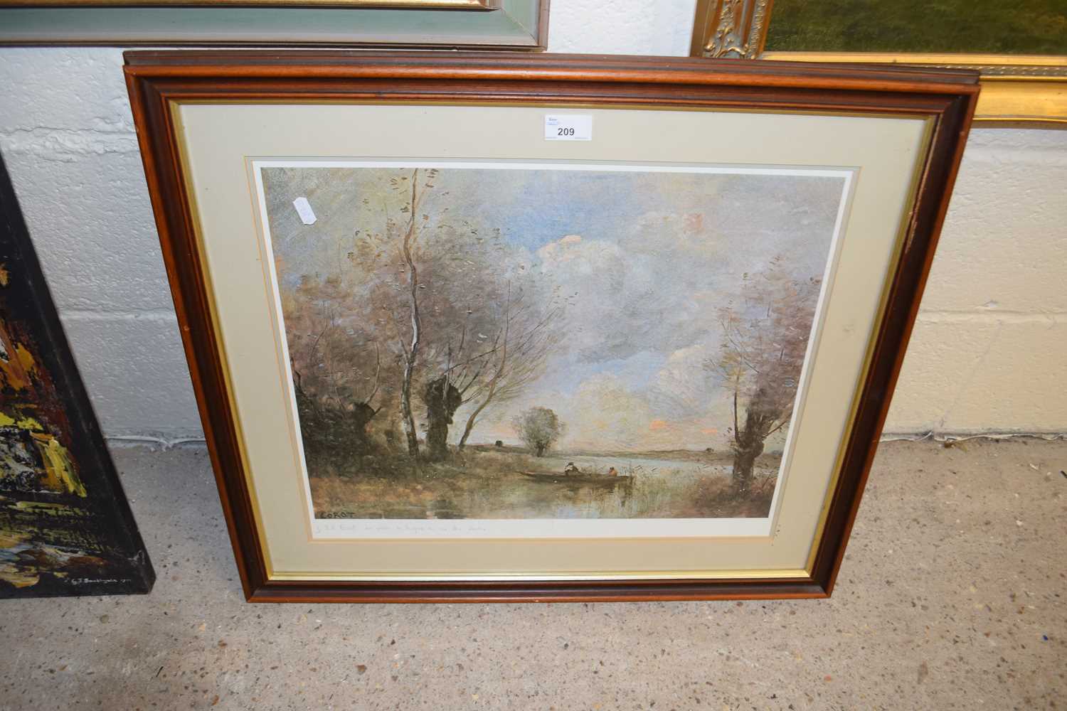 Reproduction print by Corot, framed and glazed