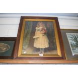 Reproduction portrait of a child with a bouquet