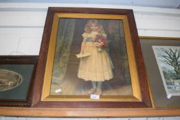 Reproduction portrait of a child with a bouquet