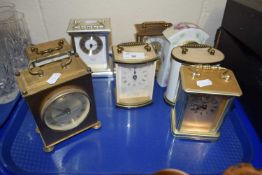 Eight assorted brass and other carriage clocks