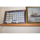 Quantity of Martell Cognac framed racing cigarette cards