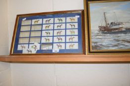 Quantity of Martell Cognac framed racing cigarette cards
