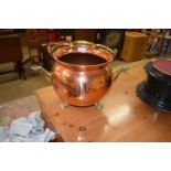 Beaten copper and brass coal bucket