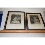 Pair of hand tinted engravings, The Age of Innocence and Simplicity, framed and glazed
