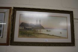 Shore scene by Reginald D Sherrin, framed and glazed