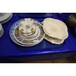 Two cream ware dishes together with other ceramics