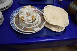 Two cream ware dishes together with other ceramics