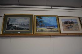 Three boating scenes, framed and glazed