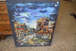 Contemporary street scene, unframed, oil on canvas