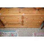 Pine chest of drawers, 134cm wide