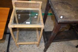 Two tier glass top rattan and bamboo conservatory table