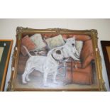 A portrait of two Bull Terriers in modern gilt frame