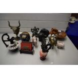 Mixed Lot: A Ganesh figurine, bulls head on a stand and other decorative items