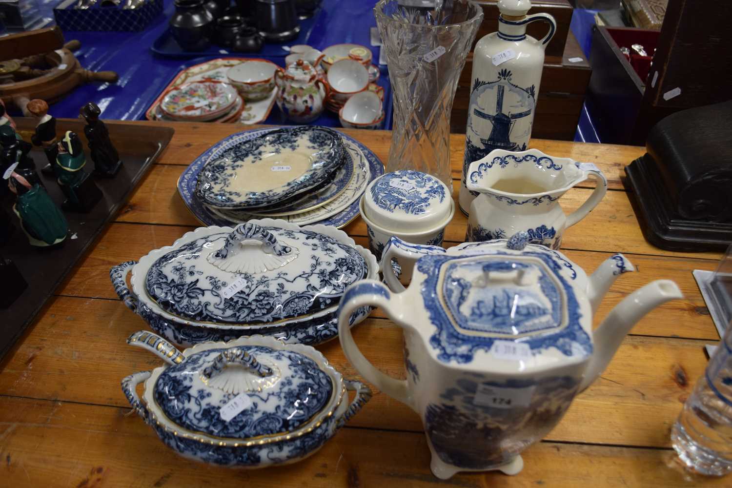 Quantity of assorted blue and white ceramics