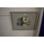 Contemporary floral abstract by L Howden, framed and glazed