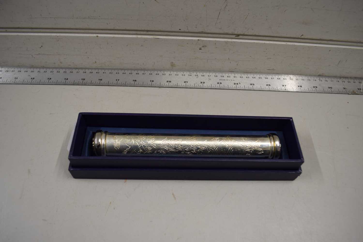 White metal wedding certificate scroll case