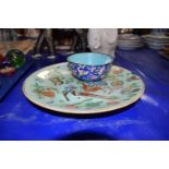 Small Chinese Cloisonne enamel bowl with floral decoration