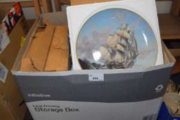 Box containing a quantity of collectors plates by Franklin Porcelain etc some in original packaging